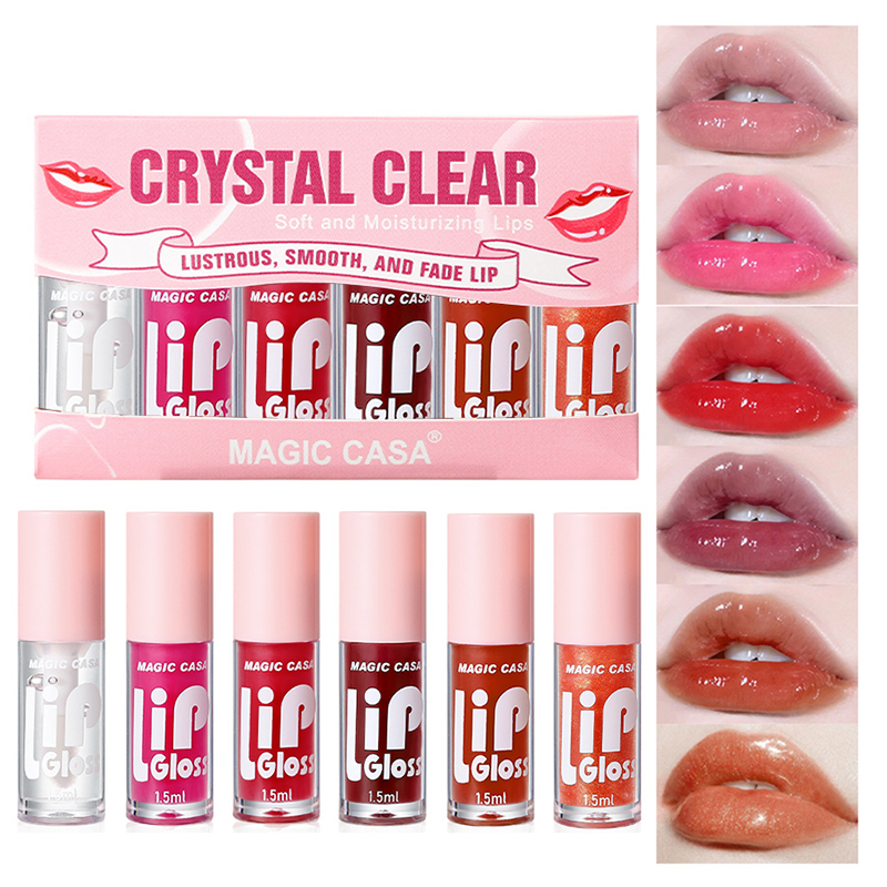 MAGIC CASA Conjunto de 6 Brilhos Labiais – Tintura de Gel Hidratante com Efeito Volume