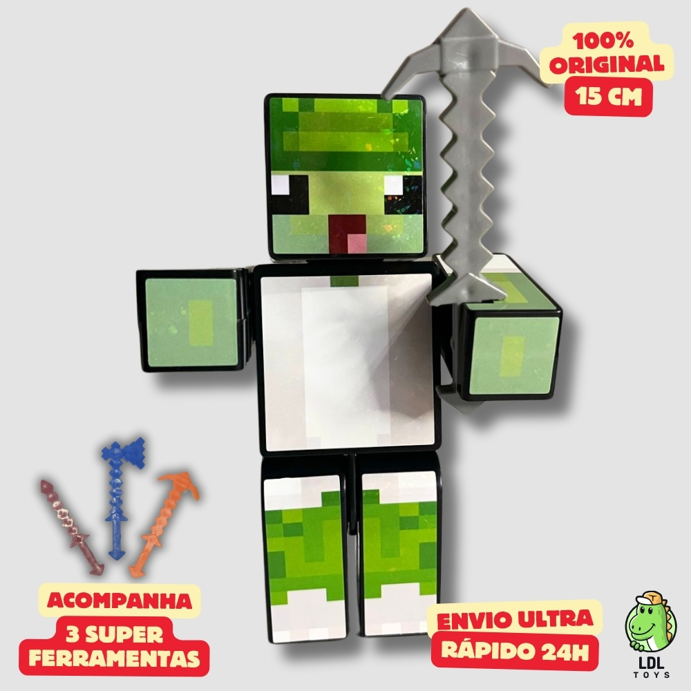 Boneco Sandega 15cm Articulado Acompanha 3 Ferramentas Youtuber Original Algazarra