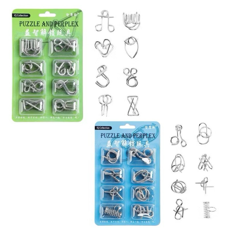 Kit 16 Quebra-Cabeça 3D Mágico Enigma Desafio Puzzle Game Divertido Passa Tempo Steel Puzzle