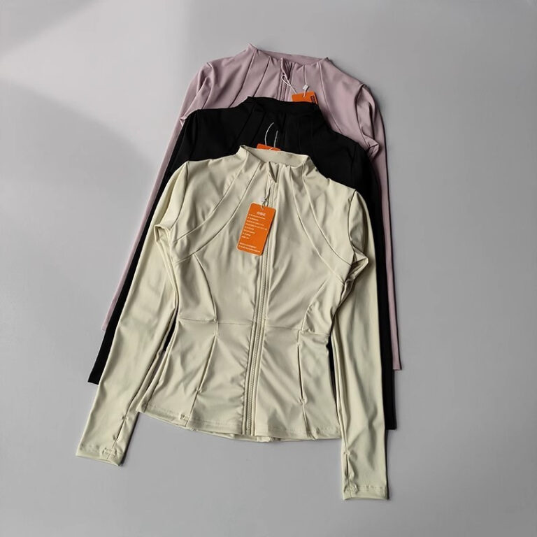 Mulheres Jaqueta Esportiva Zip Fitness Yoga Camisa
