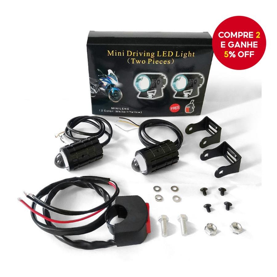 Universal 2 Pçs Mini Luz De Condução À Prova Dwaterproof Água LED Farol Para Motocicleta Sniper 155