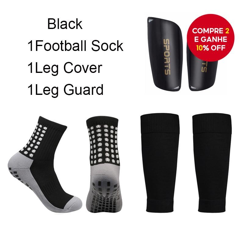 Conjunto De Kit De Futebol-Meias Antiderrapantes + Mangas Para Pernas + Caneleiras Crianças E Adulto