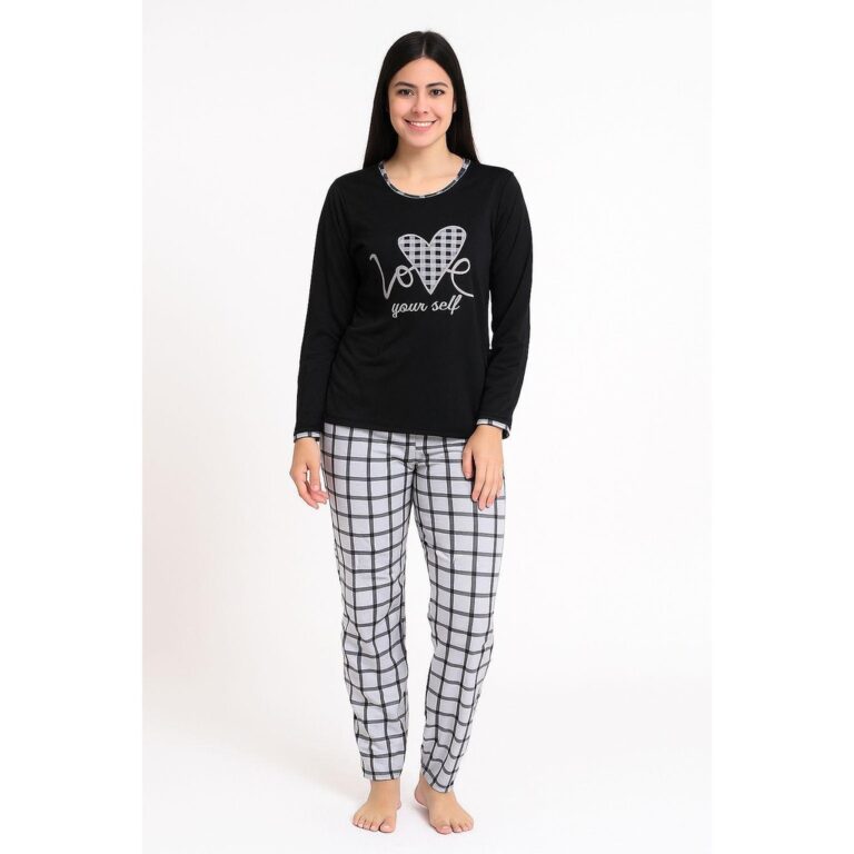 Pijama Longo Feminino Malha Adulto Manga Comprida 