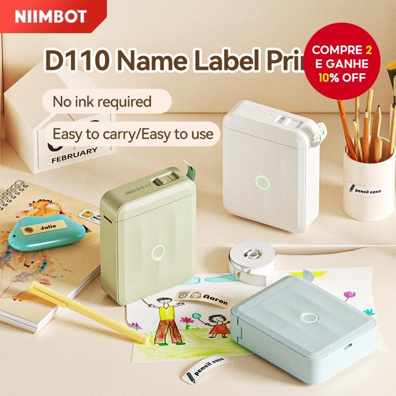 Mini Impressora De Etiquetas Niimbot D110-Fabricante Portátil De Adesivos Térmicos Bluetooth Para Ca