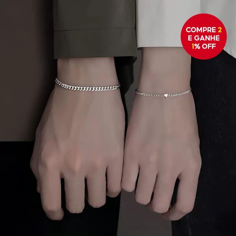 Conjunto de Braceletes em Coração para Casal 2PC