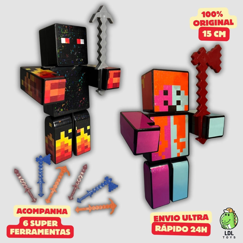 Kit 2 Bonecos Athos + Mana Gamer Articulado Youtuber 15cm Algazarra