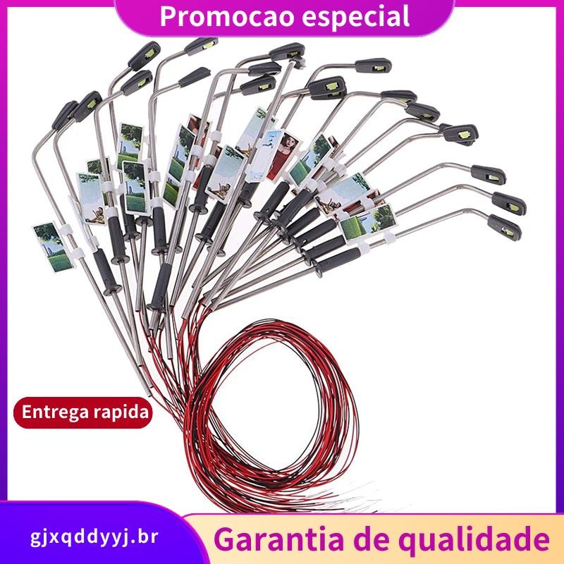 20 Peças Mini Modelo De Trem Ferroviário Poste De Luz De Rua LEDs Branco Quente Escala HO 1 : 100 Ja
