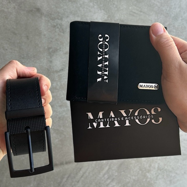 Kit Carteira Masculina Couro Sintético MAYOS WALL
