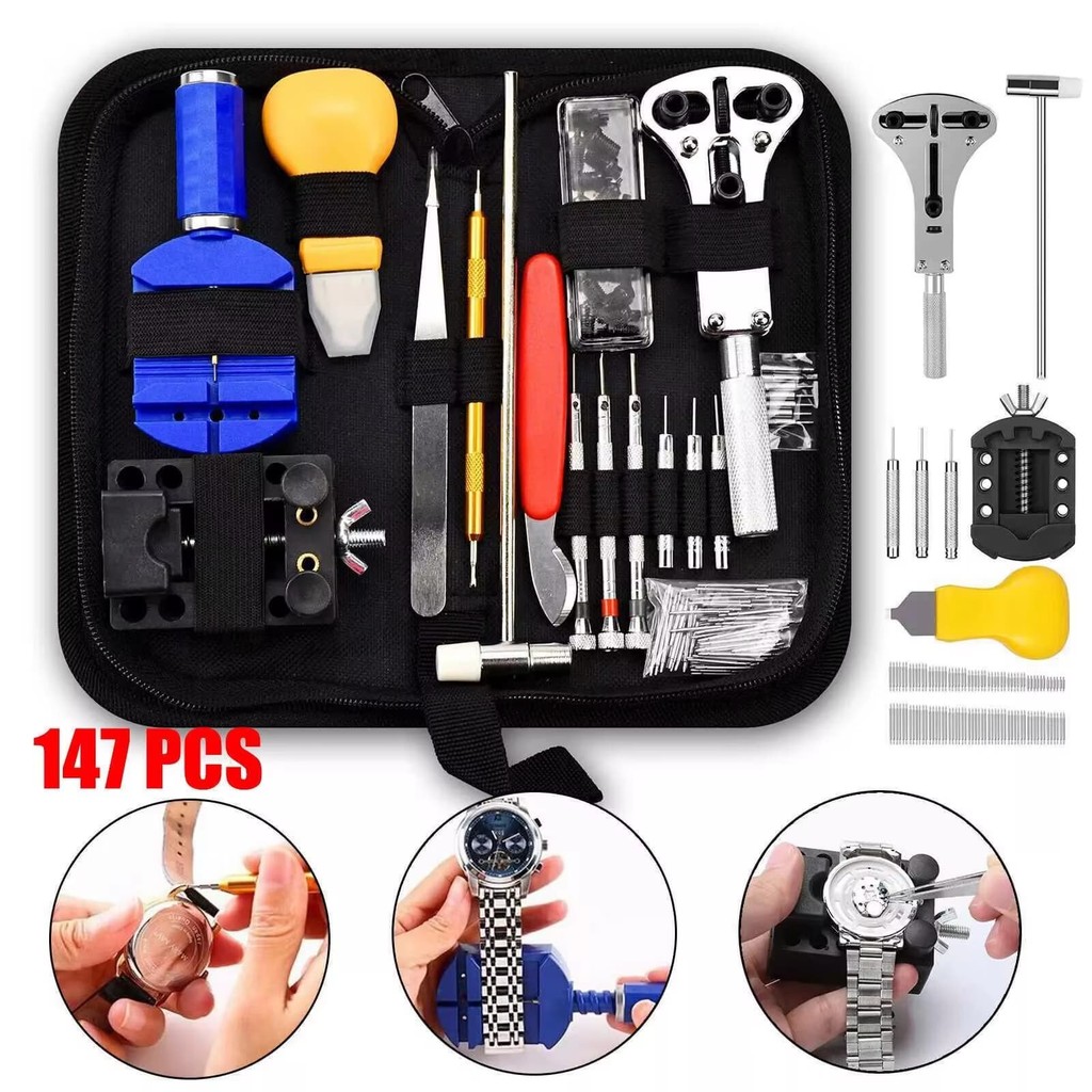 Kit 147 Pcs De Ferramentas Relojoeiro Conserto De Relógio Manutenção estojo de Ferramentas kit de co