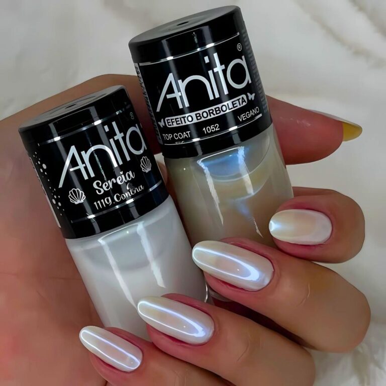 Kit 2 Esmaltes Anita Concha Branco + Top Coat Efei