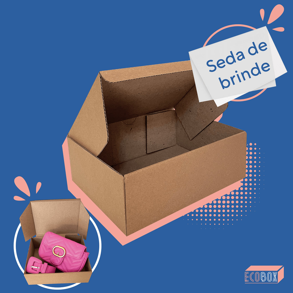 Kit 50, 20 ou 10 Caixas de Papelão Kraft Para Envios E-Commerce 20x16x7cm
