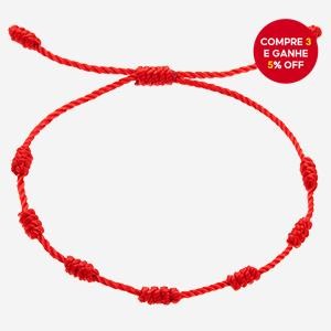 Pulseira De Corda Vermelha Ajustável Com Proteç