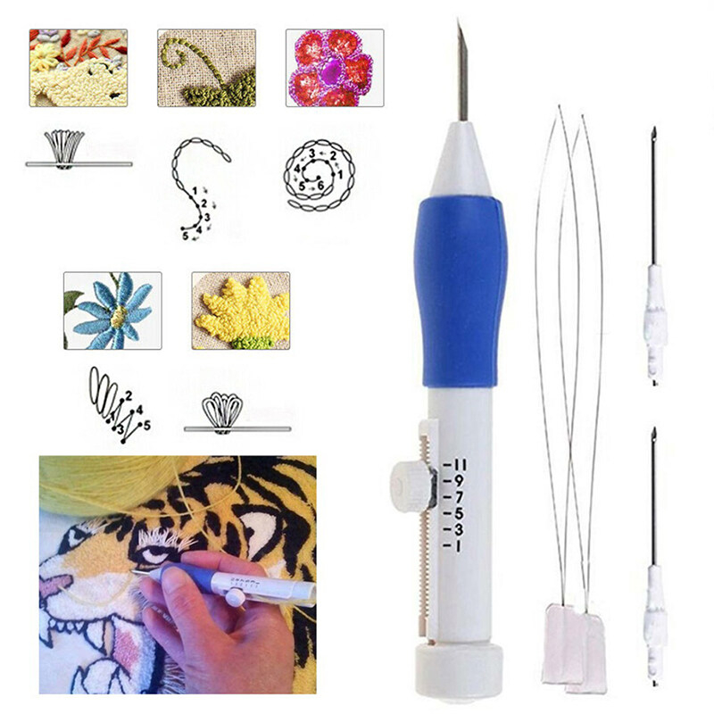 Caneta Bordada Russa | Conjunto De Agulhas De Perfuração De 3 E 2 Threaders , Ferramenta De Artesana