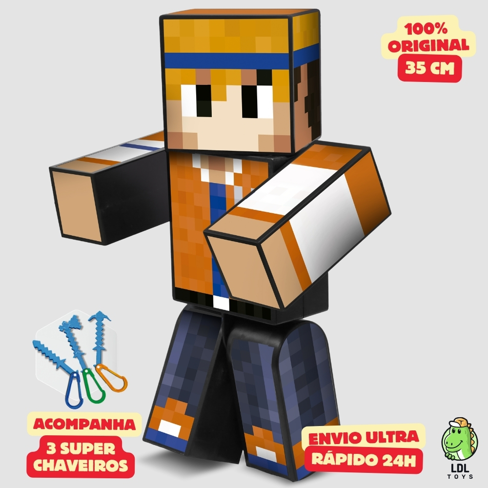 Boneco Hey Davi 35cm Articulado Acompanha 3 Chaveiros Youtuber Original Algazarra