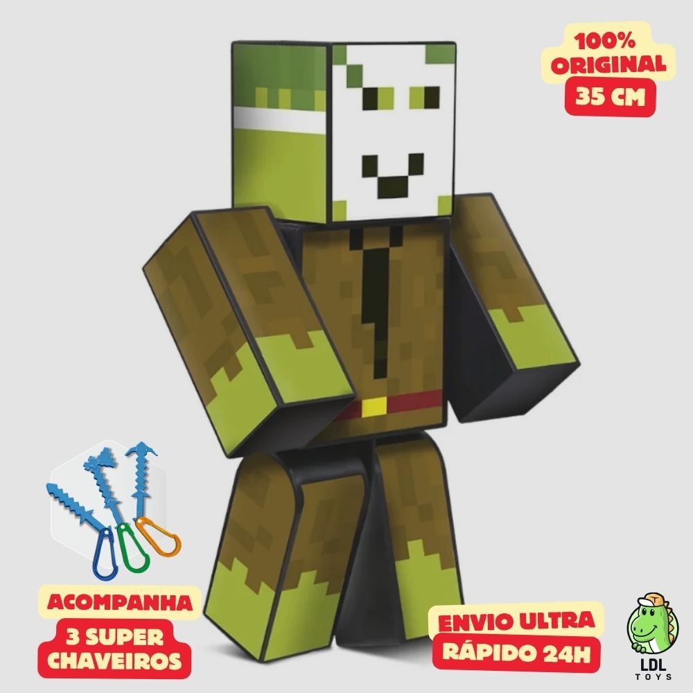 Boneco Stick 35cm Articulado Acompanha 3 Chaveiros Youtuber Original Algazarra
