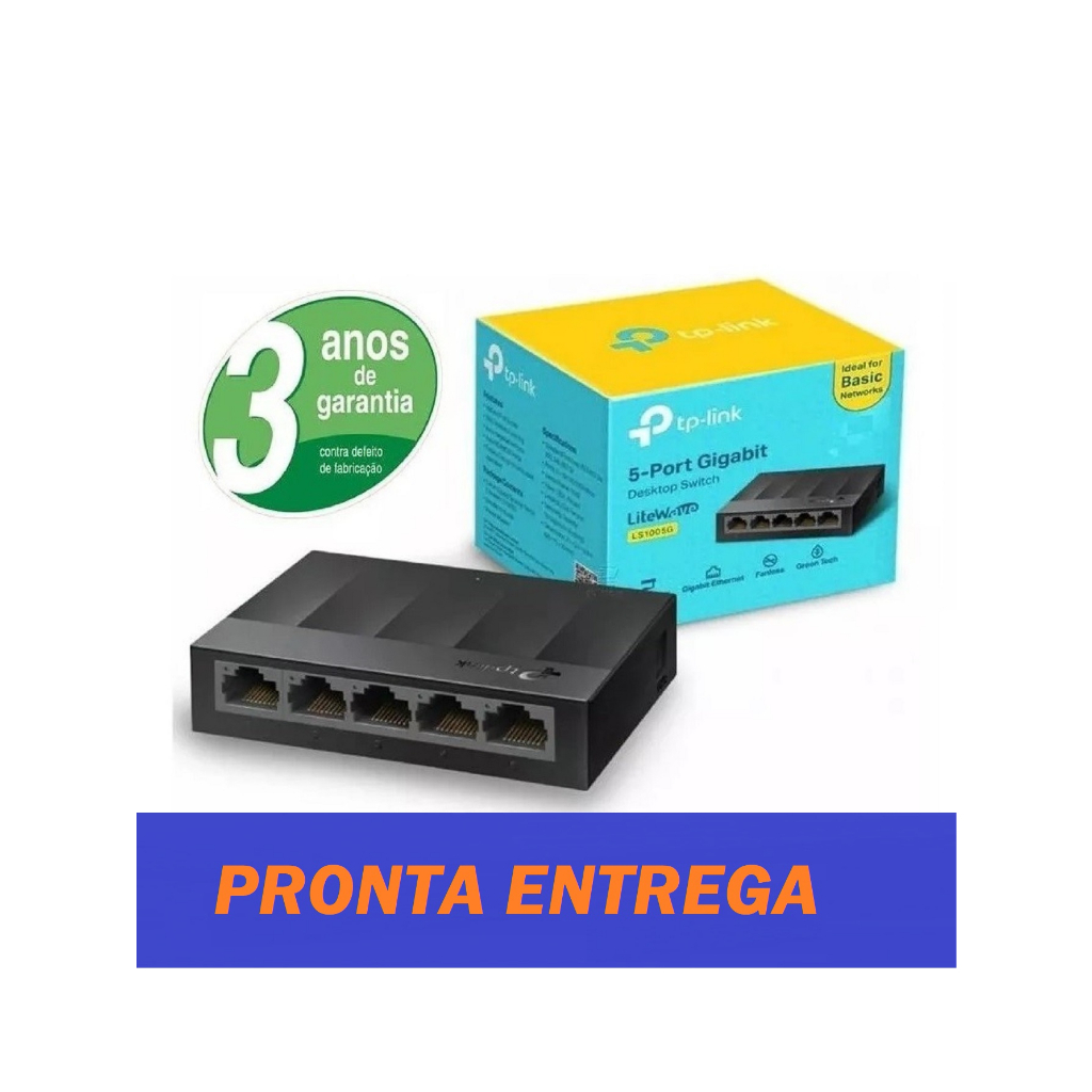 Switch 5 Portas rj45 Tp-link Ls1005g  hub Gigabit 10/100/1000 Fast Rápido video game speed roteador