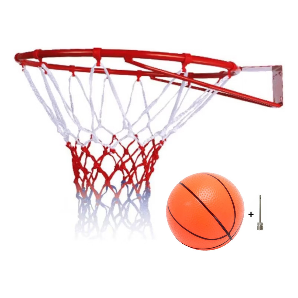 Cesta de Basquete Infantil com Bola 20cm Aro de Ferro 36cm + Rede Colorida  Americanize Brasil