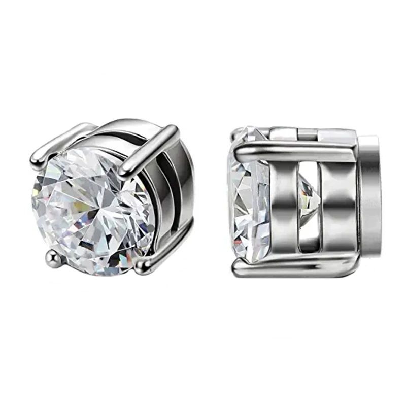 Brincos Magnéticos De Zircão Com Clipe Para Homens E Mulheres , Joias De Orelha Falsas Sem Piercing