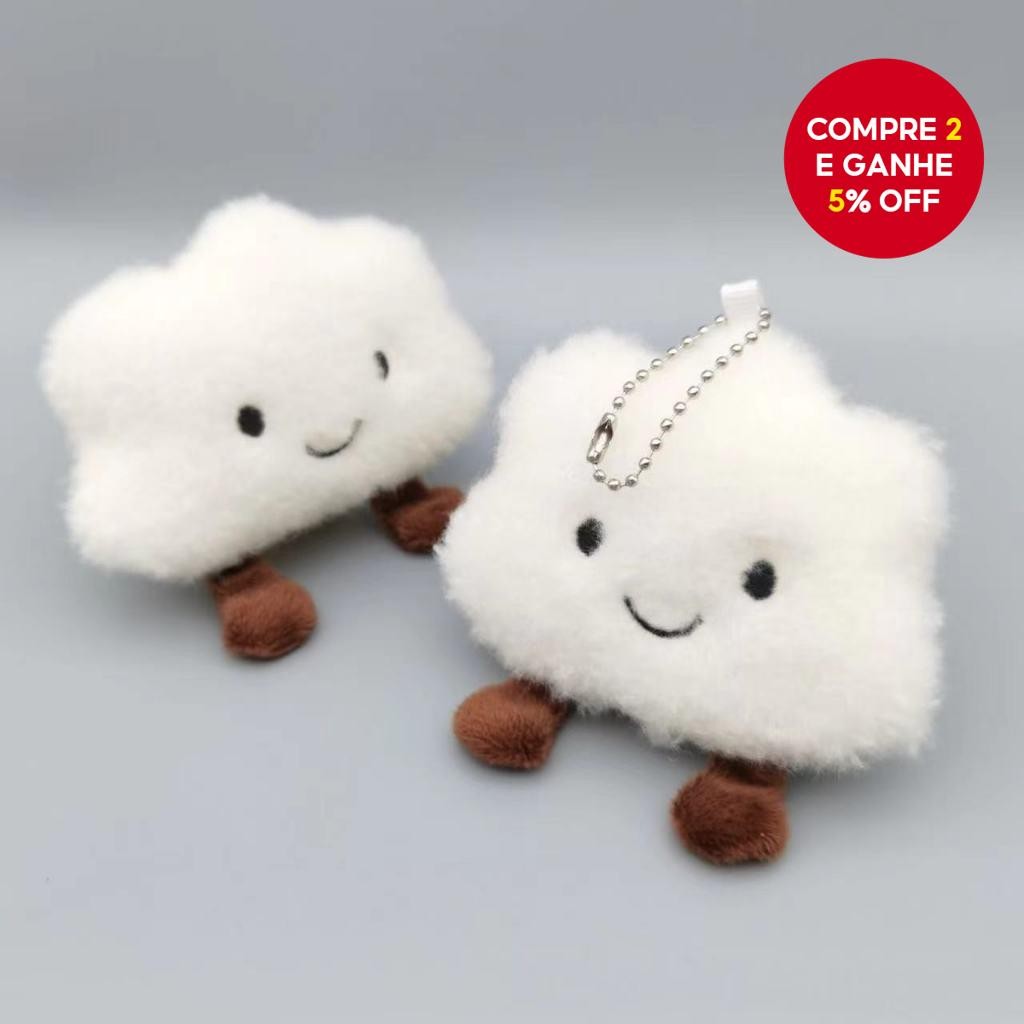 Chaveiro de Nuvem Plush Kawaii de 10cm, Pingente para Carro, Brinquedo de Pelúcia Macia, Ornamento p