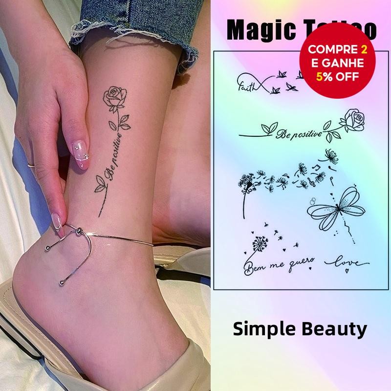 Adesivos de Tatuagem Temporária à Prova dÁgua para Mulheres e Meninas com Design Floral de Borboleta