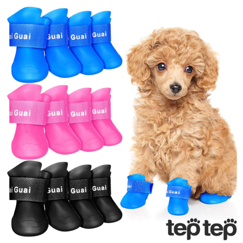 Sapato Botinha de Silicone Impermeável Antiderrapante para Pet Cachorro e Gato  Kit com 4 Unidades