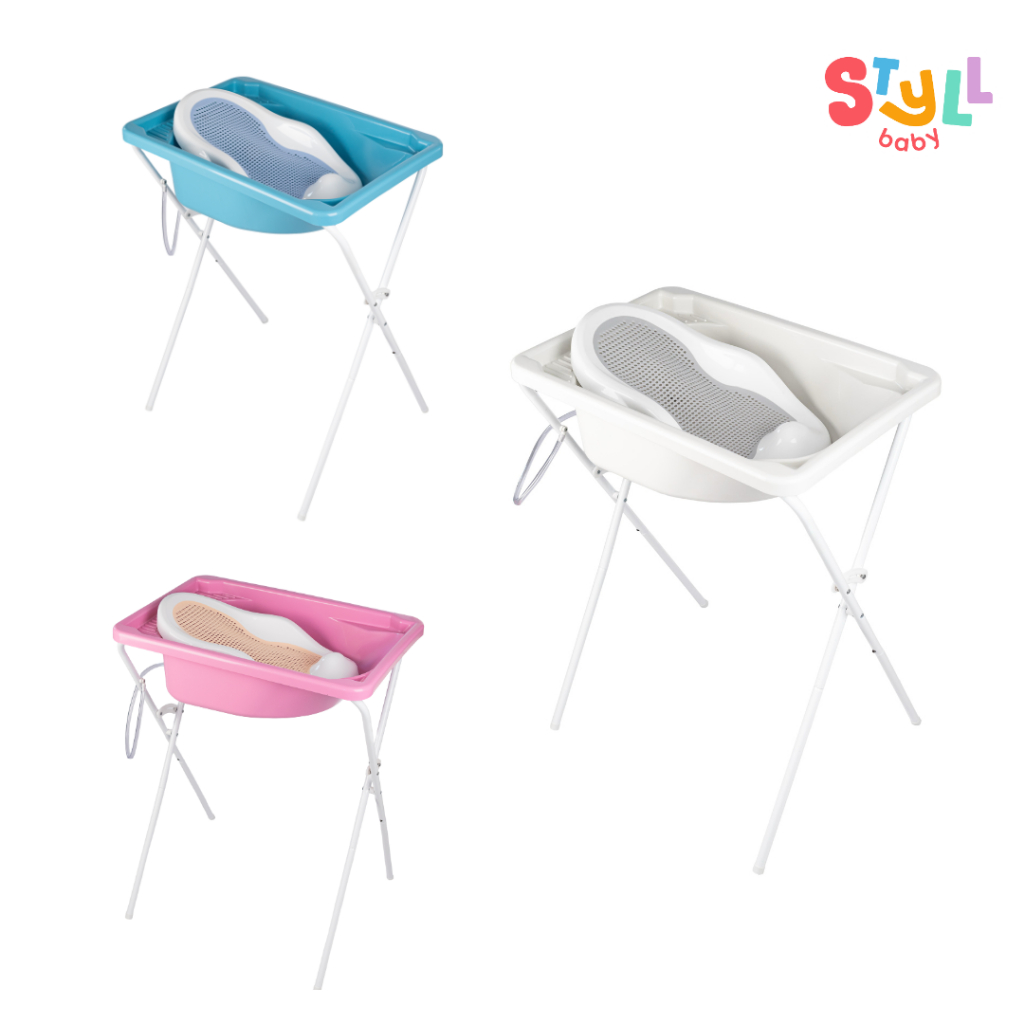 Kit banho – Banheira 34L com suporte alto + rede redutor de banheira – Styll baby