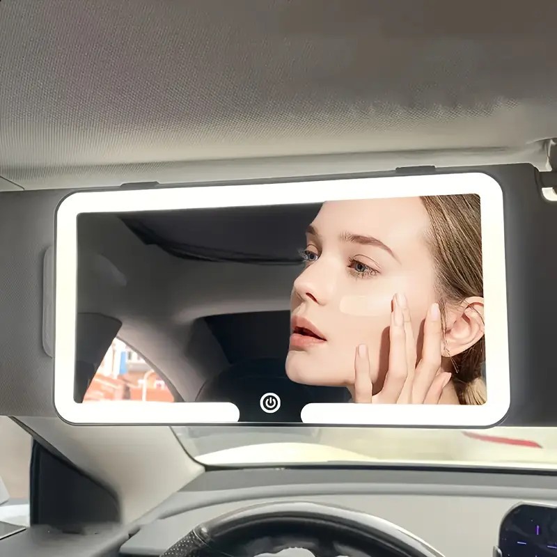 Espelho De Maquiagem Para Viseira Solar De Carro , Com 3 Modos De Luz LED , Tela Sensível Ao Toque R