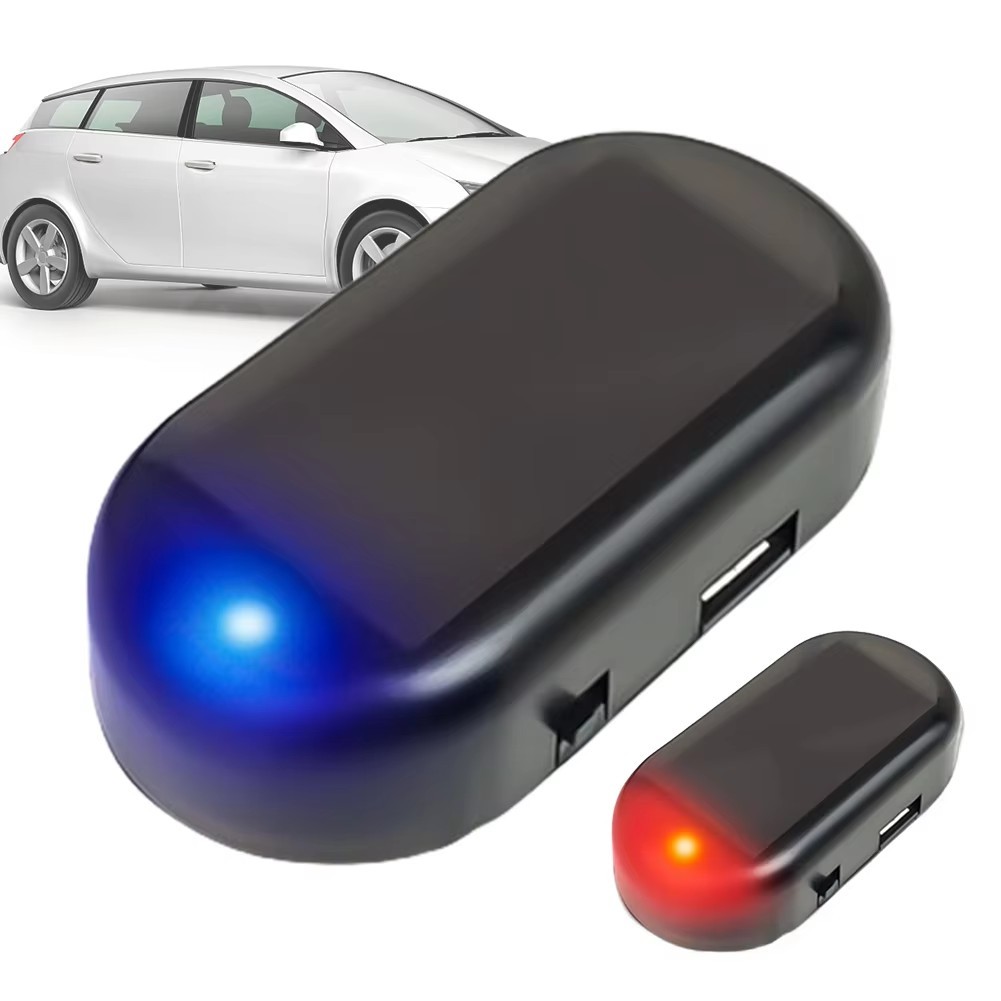 Luz De Segurança Falsa Para Carro Movido A Energia Solar , Azul/Vermelha , Alarme Simulado , Lâmpada