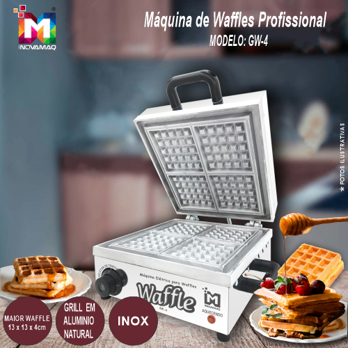 Máquina De Waffles Profissional 4cav 127v 2000w &