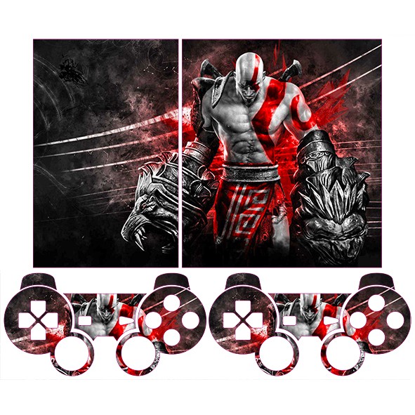 Skin Adesiva PS2 Slim – God Of War (preto e 