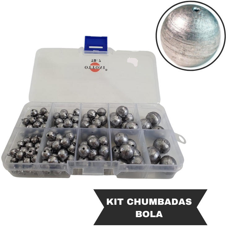 Kit de Pesca Chumbadas Bola Diversas Com Estojo Or