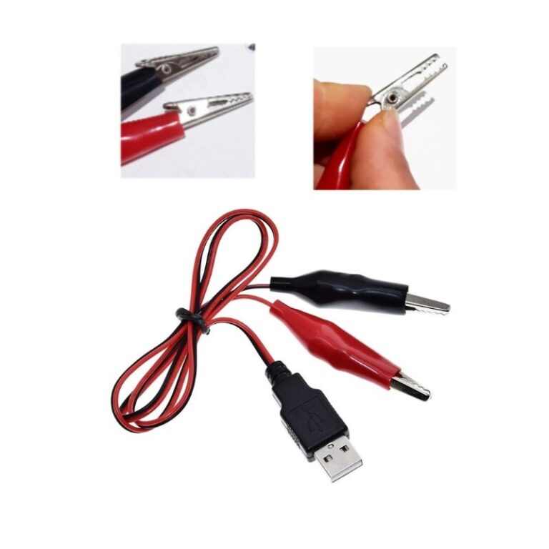 Cabo Usb de teste com Garra Jacaré emborrachado
