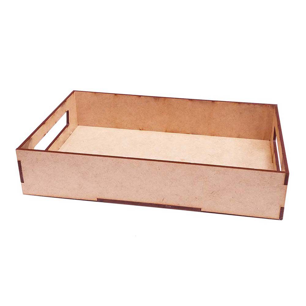 Kit com 6 Bandeja cesta mdf retangular G tamanho 33,5 x 24,5 cm arte bebe café presente namorados pa