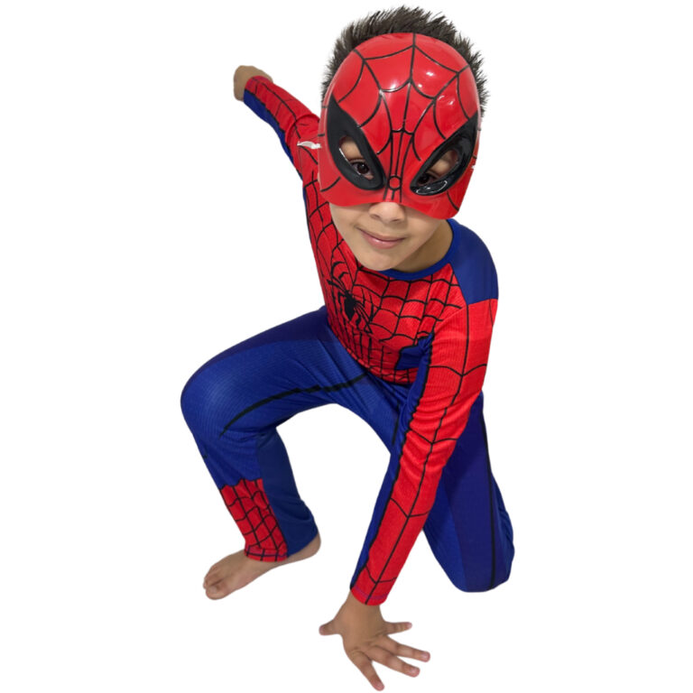 Fantasia Infantil Do Homem Aranha Meia Mascara Lon