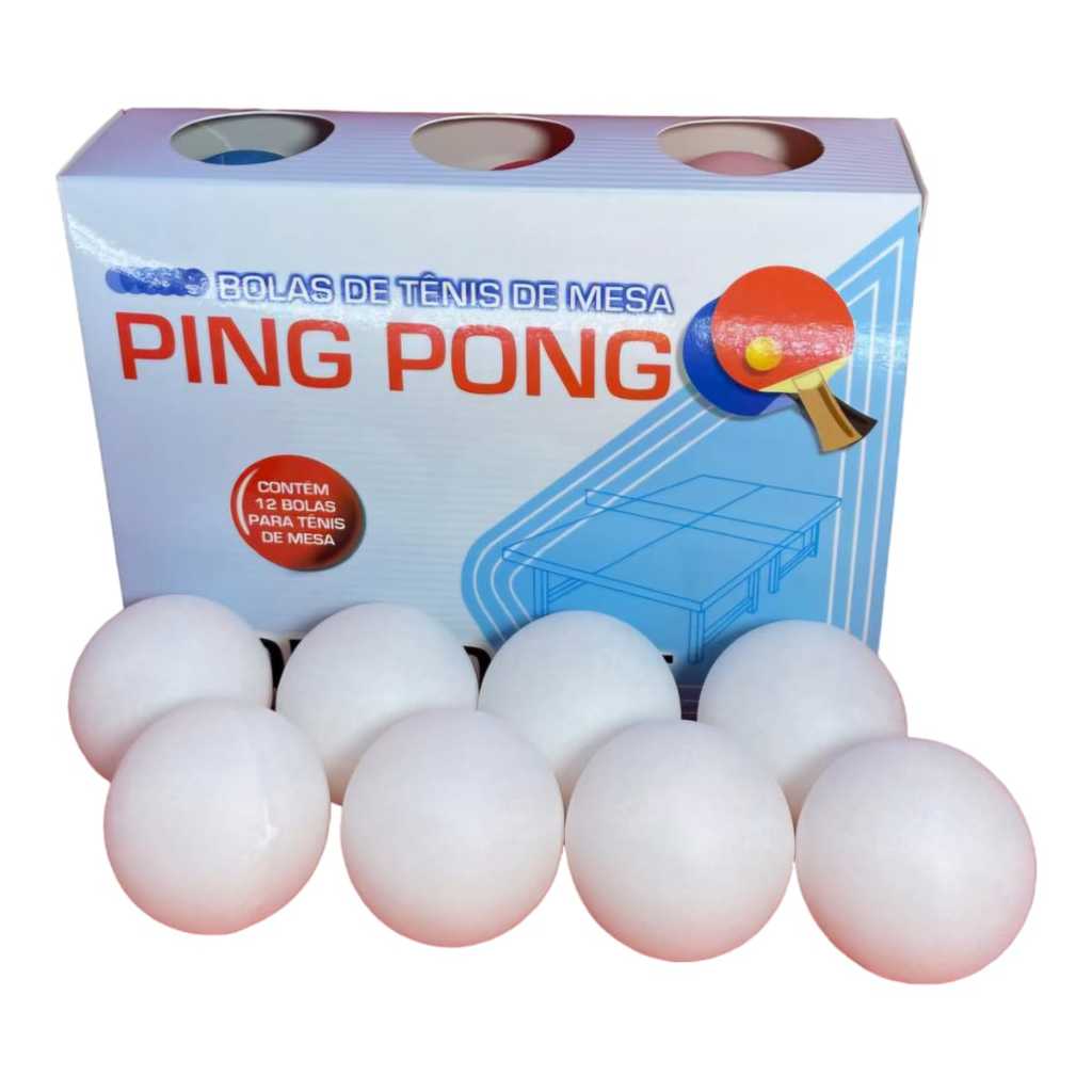 Caixa Com 12 Unidades Bolas / Bolinhas De Ping Pong Brancas – Tênis de Mesa