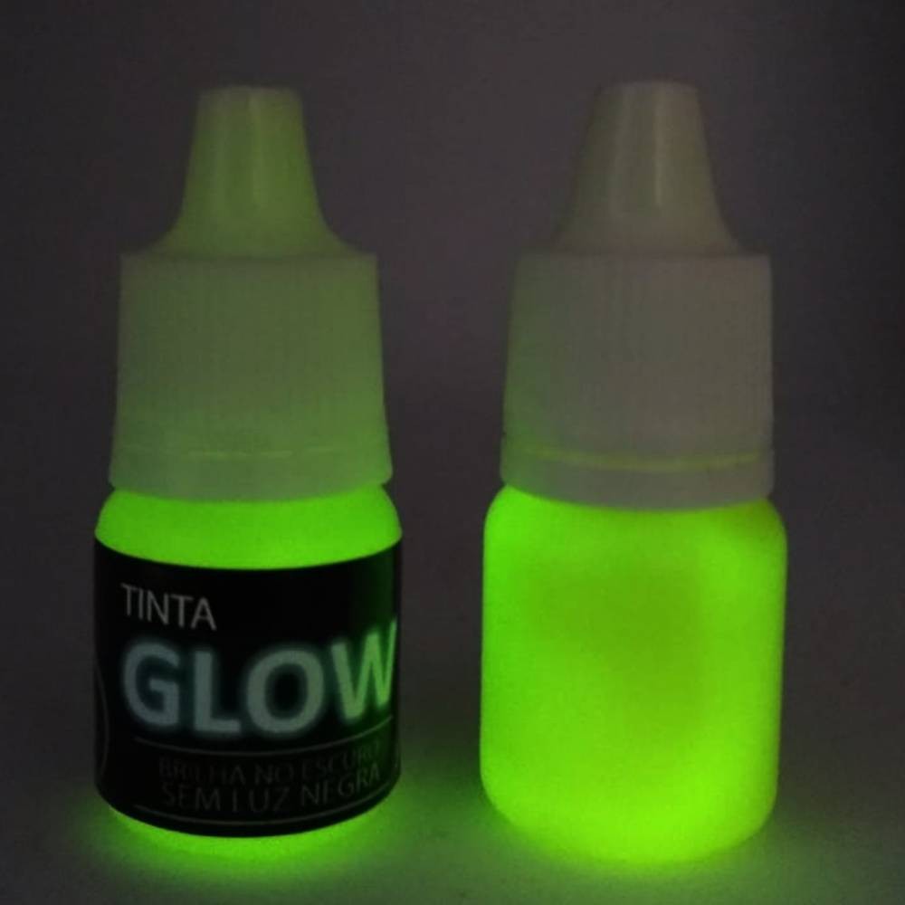 Tinta Glow 5ml C/ Aplicador Brilha No Escuro Sem Luz Negra Fosforescente (Amarelo Neon)