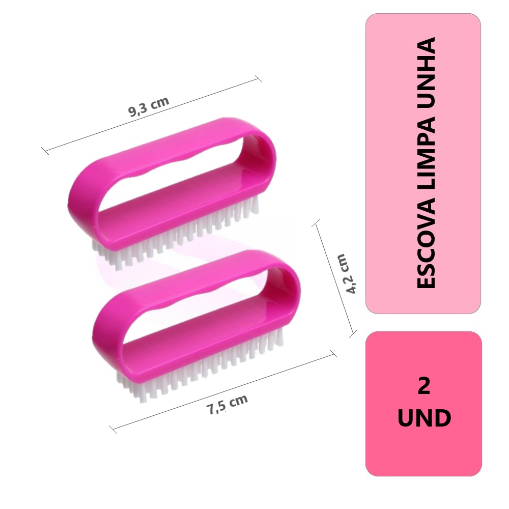 Kit 2 Escova Limpa Unhas Manicure Pedicure Higiene Pessoal Escovinha de Unhas Plástica Limpeza Mãos