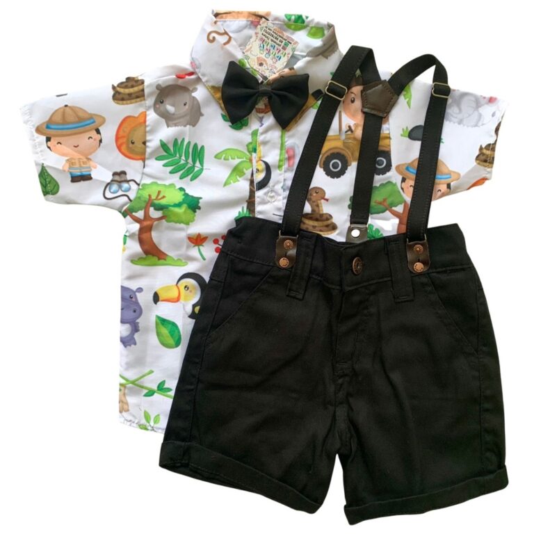 ROUPA SAFARI BRANCO tematica de suspensorio do Saf