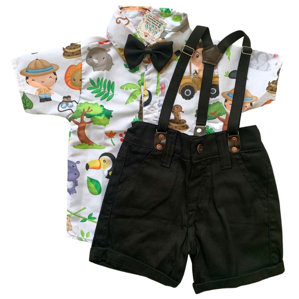 ROUPA SAFARI BRANCO tematica de suspensorio do Safari conjunto completo