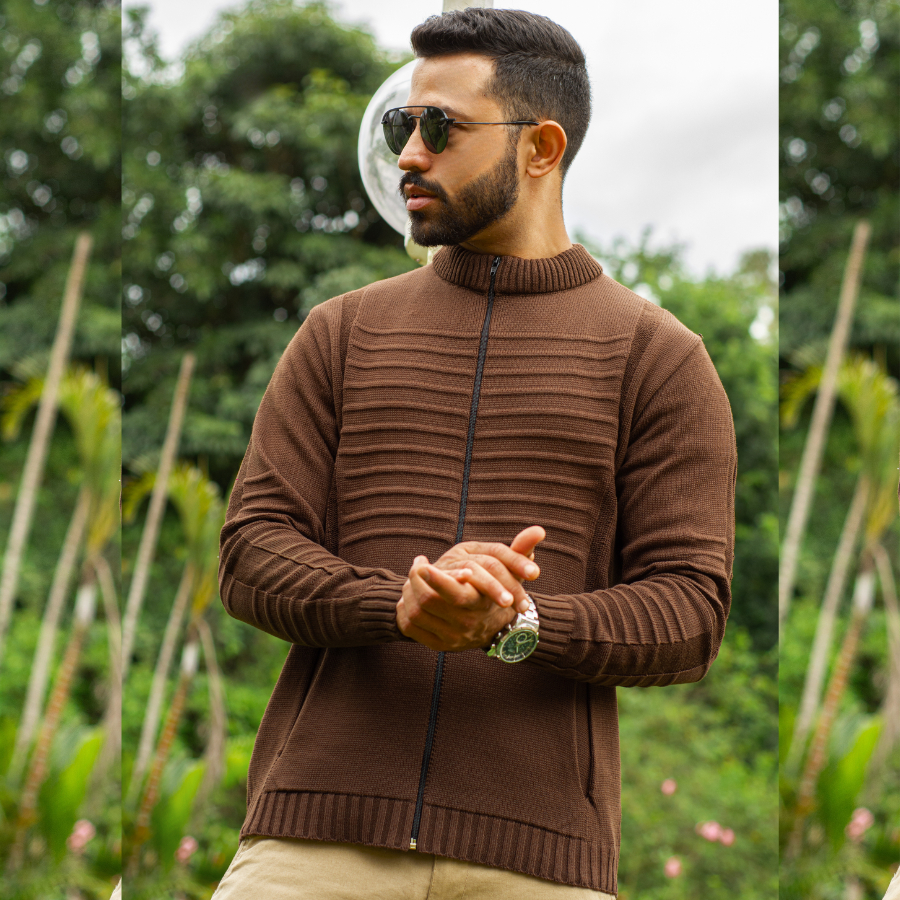 Blusa De Frio Masculina Lã Casaco Masculino Com Bolso Jaqueta  Ziper Tricot