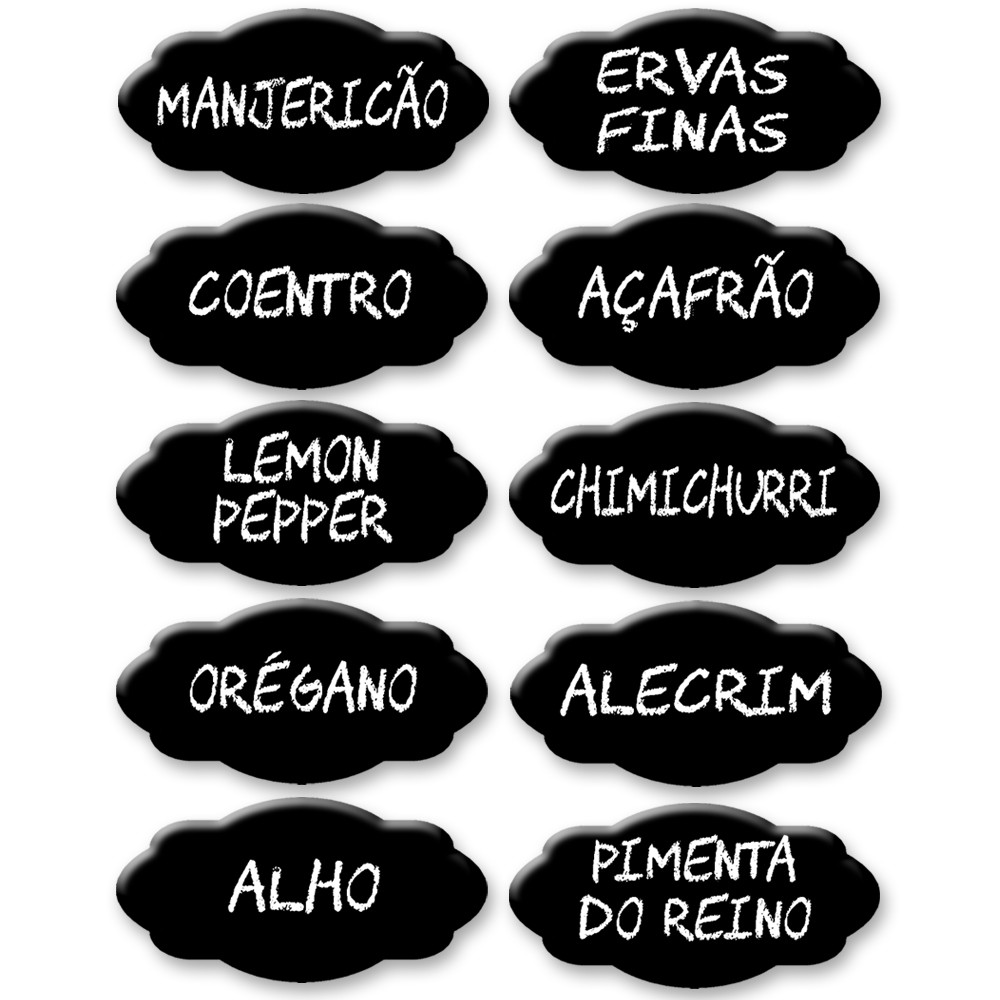 Etiqueta Tag Adesivo impresso  com 15 de 6cm x 3cm Vinil – Escolha os nomes de Temperos ou Mantiment