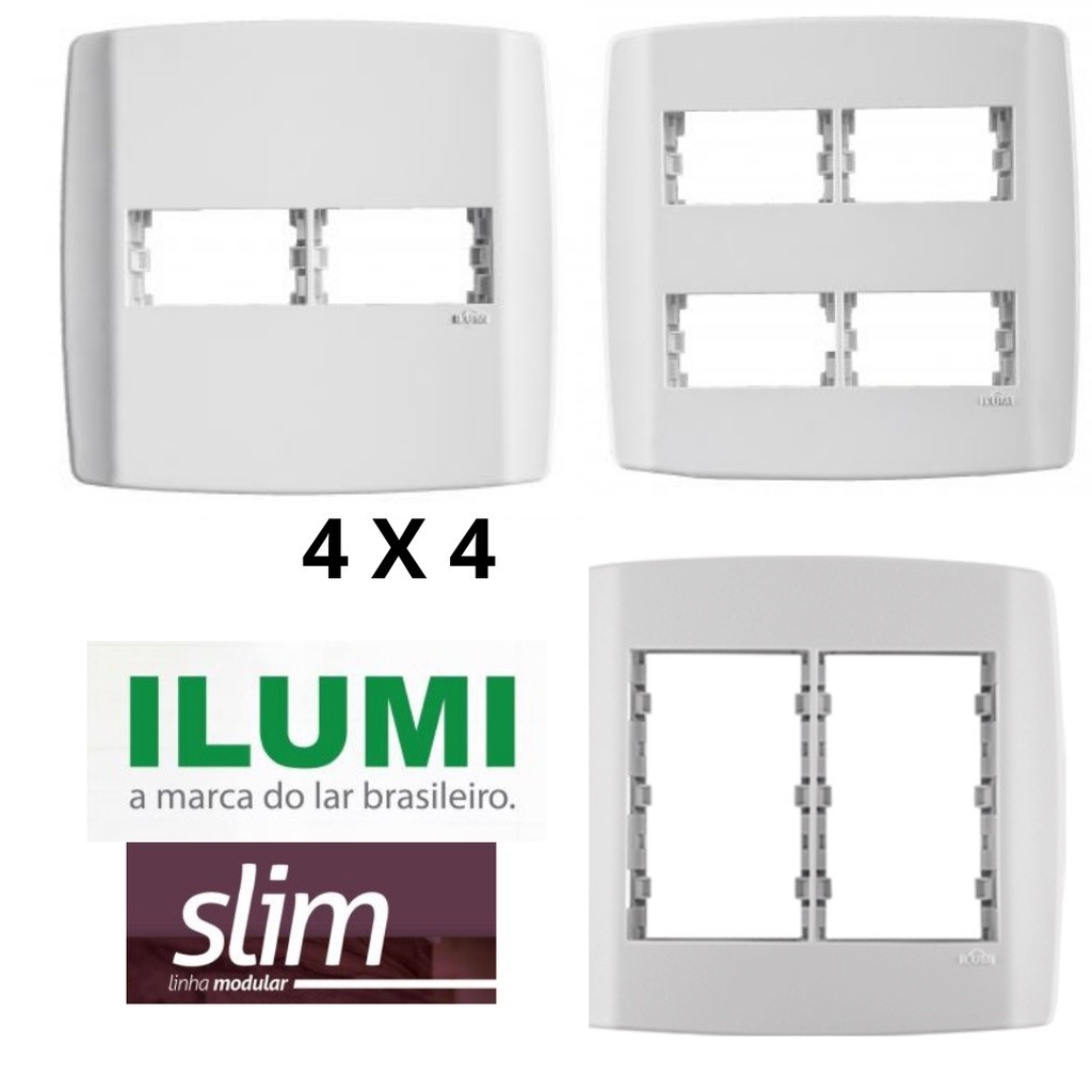 Placa 4×4 2 4 6 Módulos  Ilumi -Slim Branca