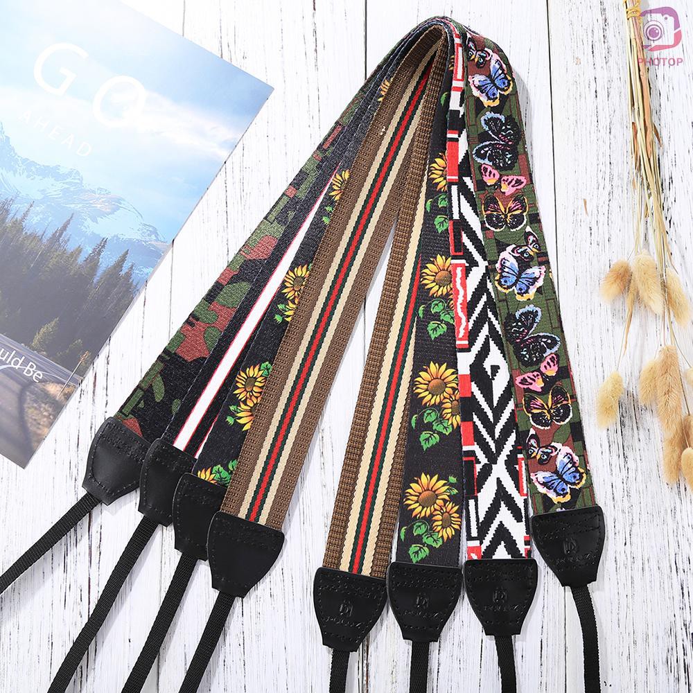 PR*Retro Style Double Cotton Yard Colorful Pattern Shoulder Neck Strap Camera Strap Bags Wristband f