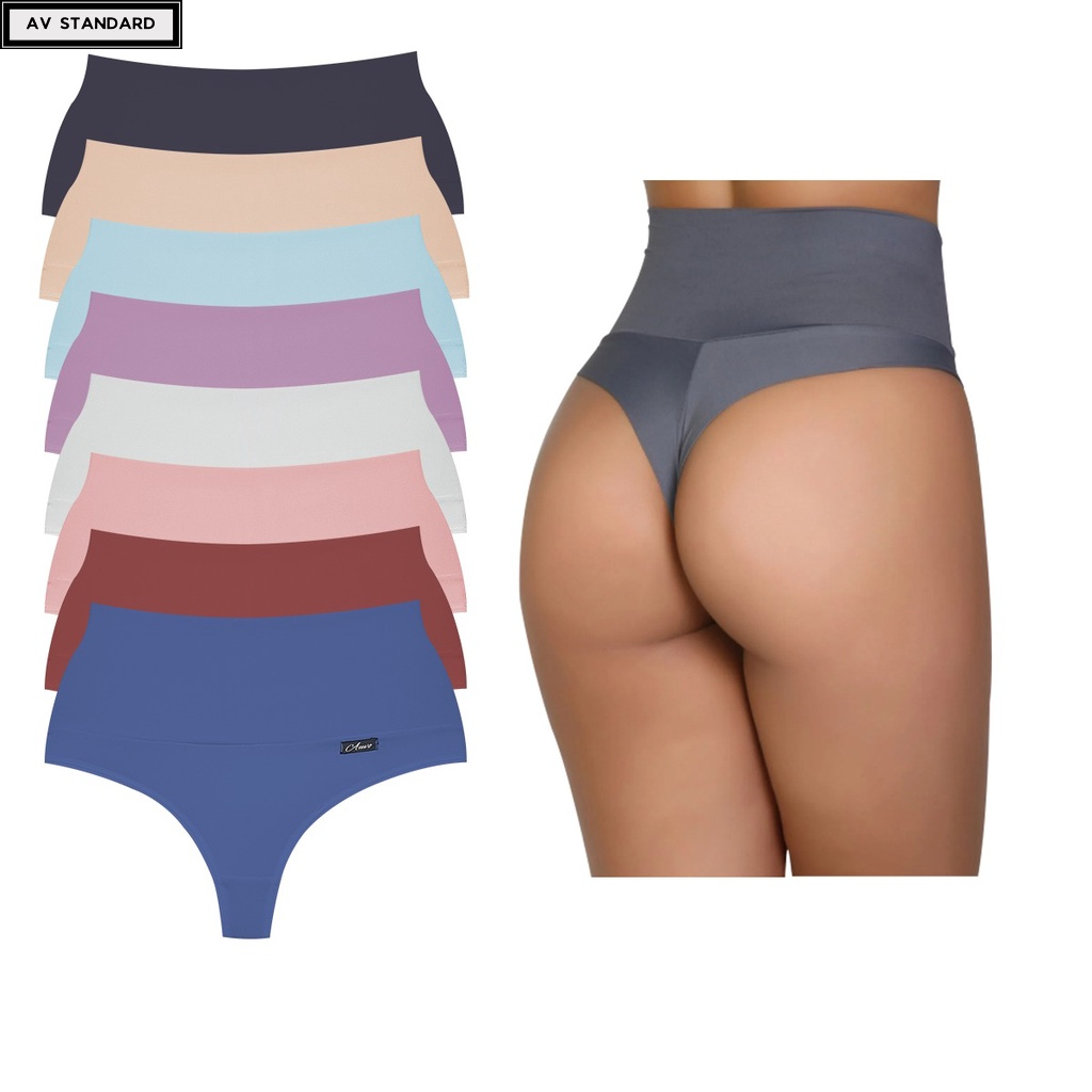 Kit Calcinhas Modeladora Cós Alto Cintura Alta Fio Duplo Conforto Não Marca Redutora