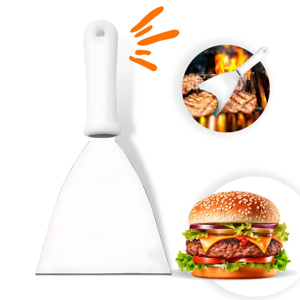 Espátula Reta 5 Inox Original Chapa Lanche Chapeiro Cozinha