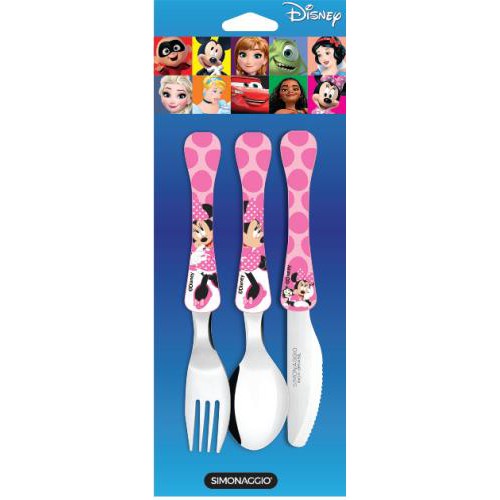 Jogo de Talheres Infantil Minnie 3 Peças Original