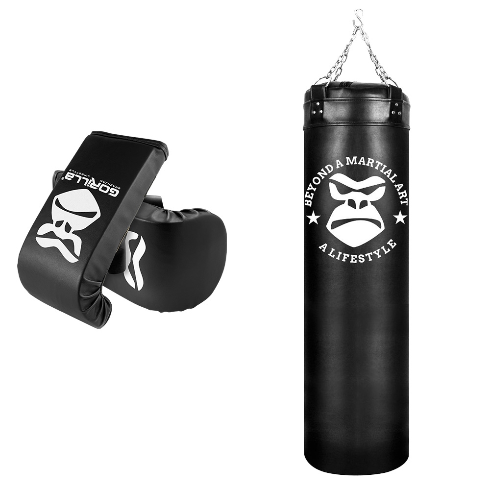 Kit Treino Saco de Pancada 120Cm Profissional + Luva Bate Saco Adulto Boxe Qualidade Gorilla