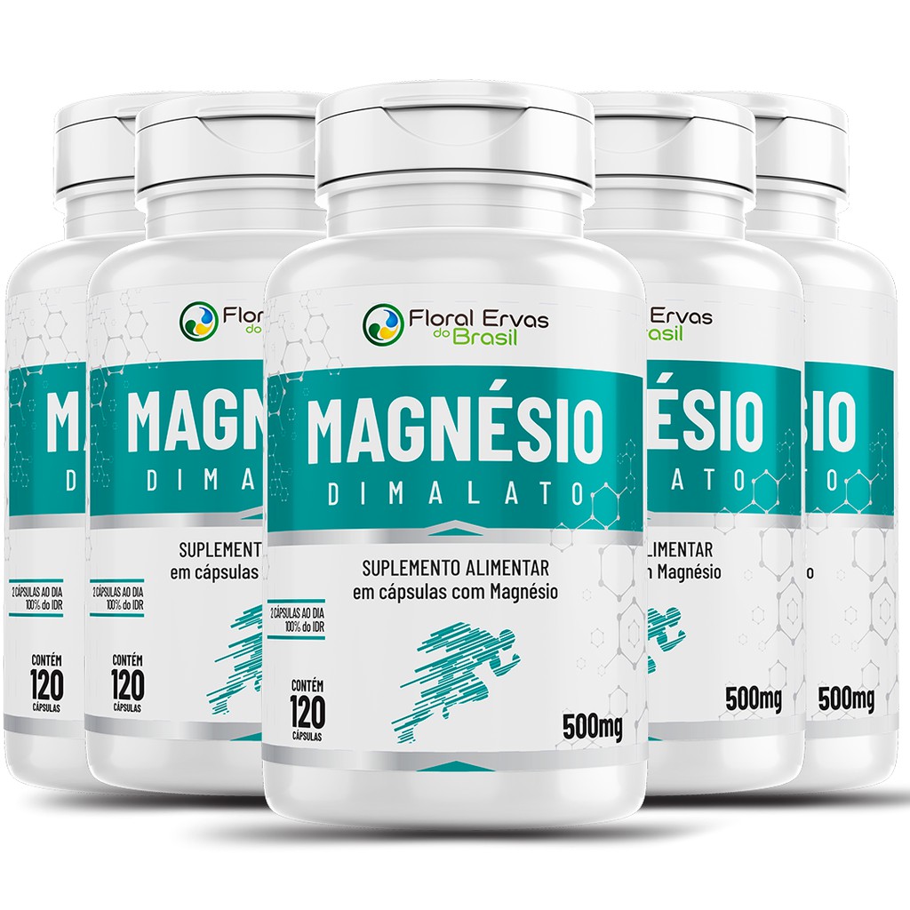 MAGNÉSIO DIMALATO Puro 600mg Com 120 Cápsulas Concentrado – 2 Meses por Pote Lair Ribeiro