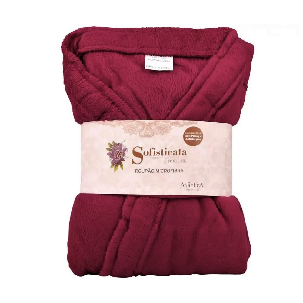 Roupão Plush Microfibra Feminino Toque Macio 180g/m²