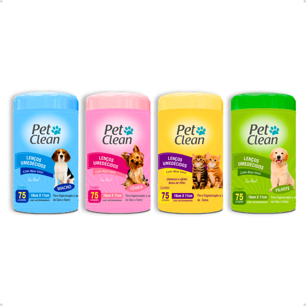 Lenço Umedecido para Cachorro e Gato Pet Clean – 75 Unidades – Envio Imediato